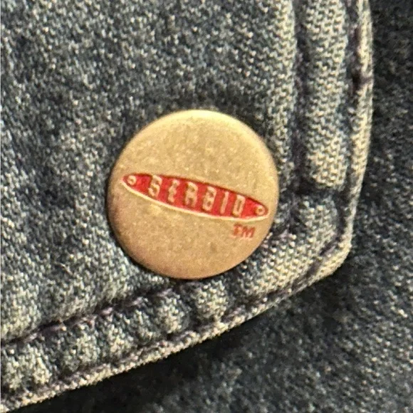 Vintage Genuine Leather Trimmed Denim Coat by SERGIO - Picture 4 of 4